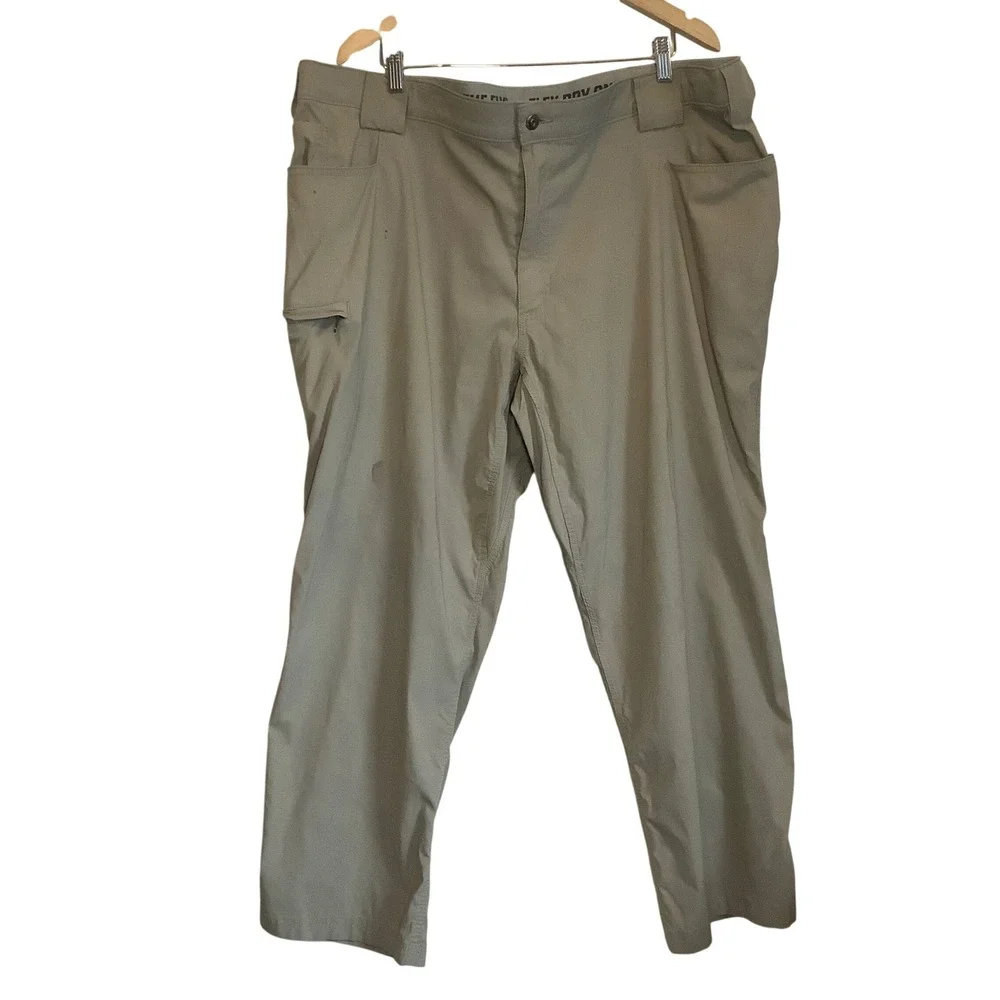 Duluth Trading Co Dry On The Fly Relaxed Fit Cargo Pants Mens 46x30 Khaki Tan